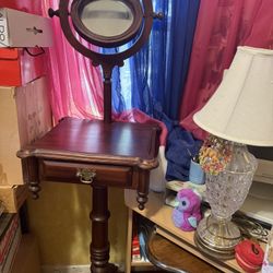 Tall Antique Table With Mirror 