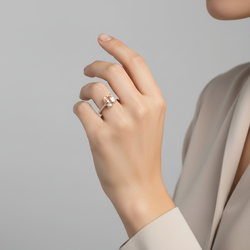 14K Rose Gold Morganite & Diamonds "Neil Lane" Womens Ring - 0.50ct