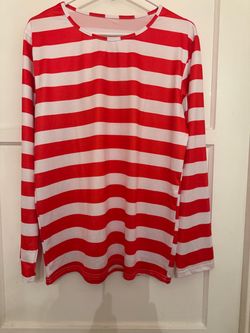 Where’s Waldo lrg Red and White Striped Long Sleeve Top