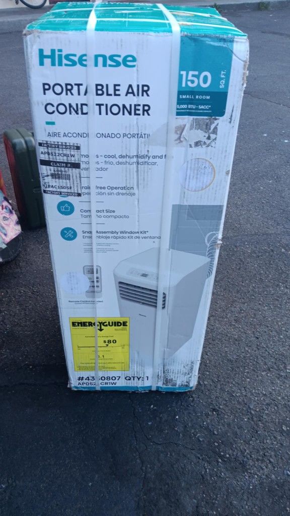Unopened- New- Hisense Portable Air Conditioner - 115-Volt - Dehumidifier & Fan - Cools Under 299 Sq Ft (AP0522CR1W)

