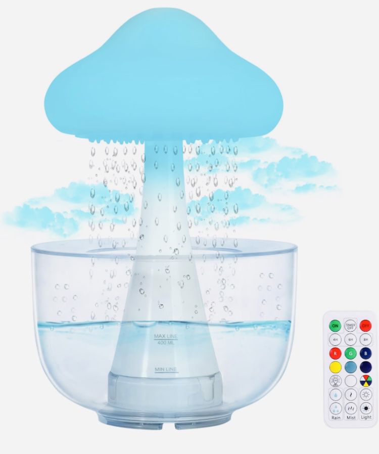 Cloud Rain Transparent Base Humidifier, Essential Oil Diffuser