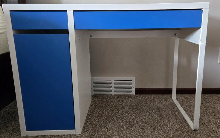Blue Computer Desk With Drawer