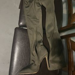 Green Thigh High Boots Size 7