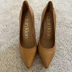 Calvin Klein Heels - Brady Kid Skin - Caramel - Size 8.5