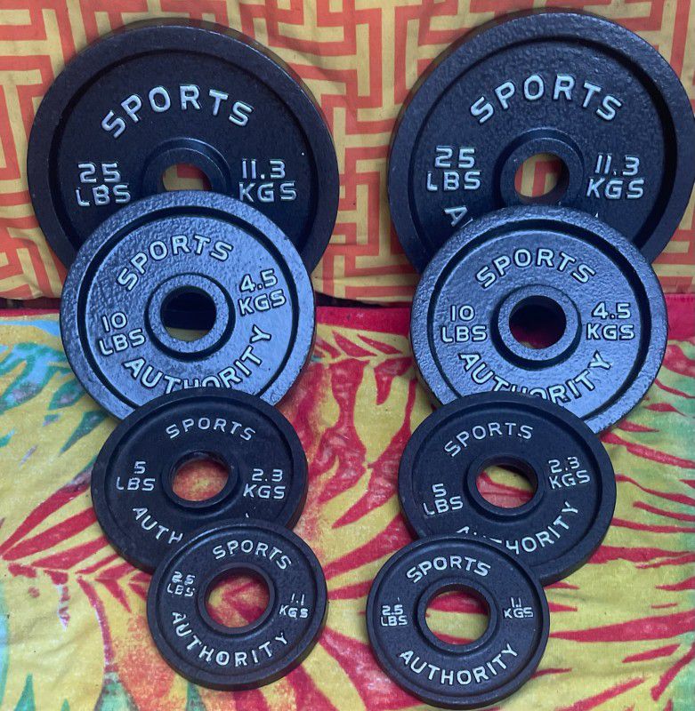 SET OF SPORTS AUTHORITY OLYMPIC PLATES (PAIRS OF) :  25s  10s  5s  2.5s