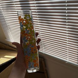 Vintage Glass Floral Cups (set Of Three)