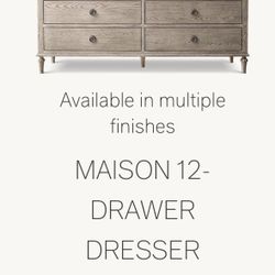 Restoration Hardware Authentic 12 Drawer Dresser And nightstands 