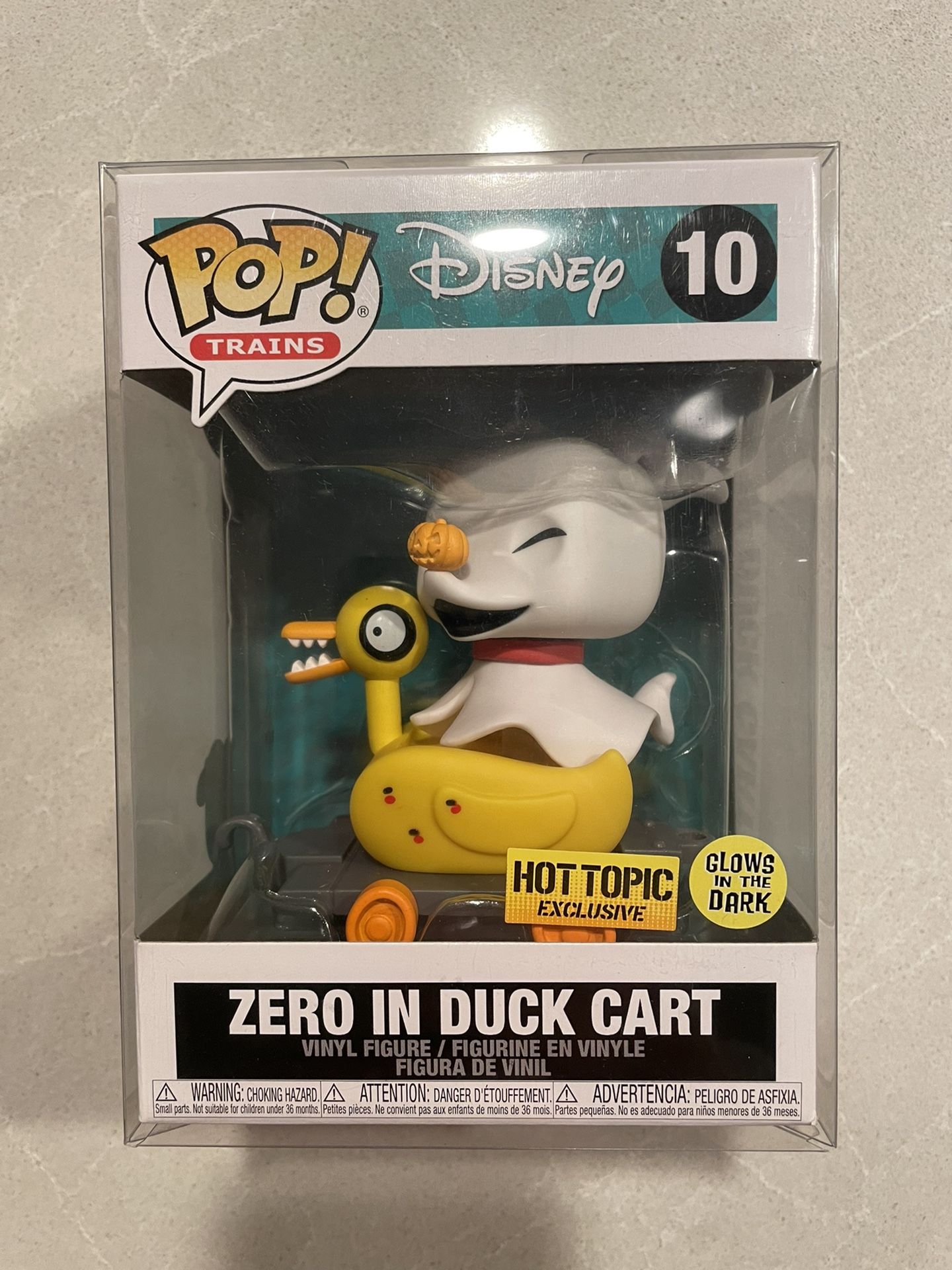 GLOW Zero in Duck Cart Funko Pop *MINT* Hot Topic Exclusive GITD Disney Nightmare Before Christmas Train 10 with protector NBC