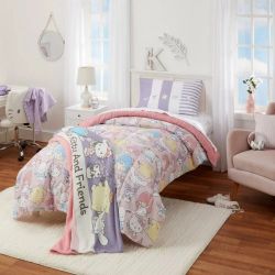 Hello Kitty ,my Melody ,kuromi And Friends Twin Soft Reversible Comforter Only New 