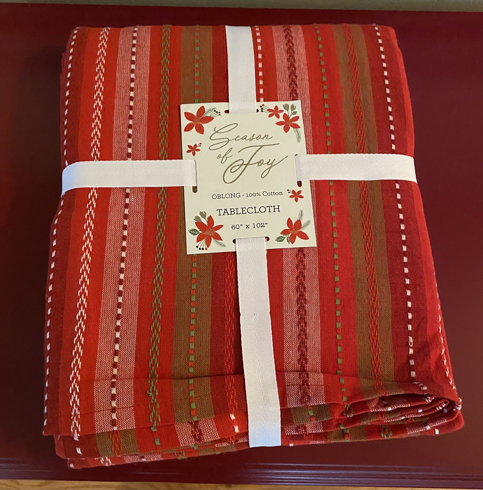 Red Tablecloth, Valentine 60” X 102”