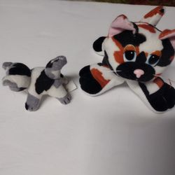 90s Pound Purries Plush Cat & 1 Kittens LOT Rare Color Calico Baby Mommy. Multi