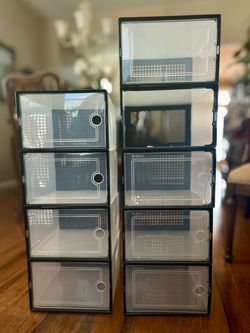 Kuject Clear Stackable Shoe Storage Boxes 9-Pack Set