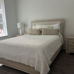 Queen Bed Set (bed, Nightstands, Mattress)