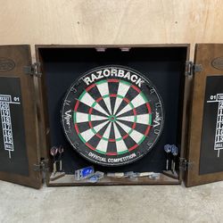 Razorback Official Dart Board and Cabinet