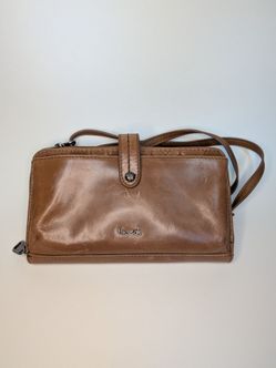 The Sak Brown Leather Crossbody Smartphone Wallet Bag Organizer Wristlet