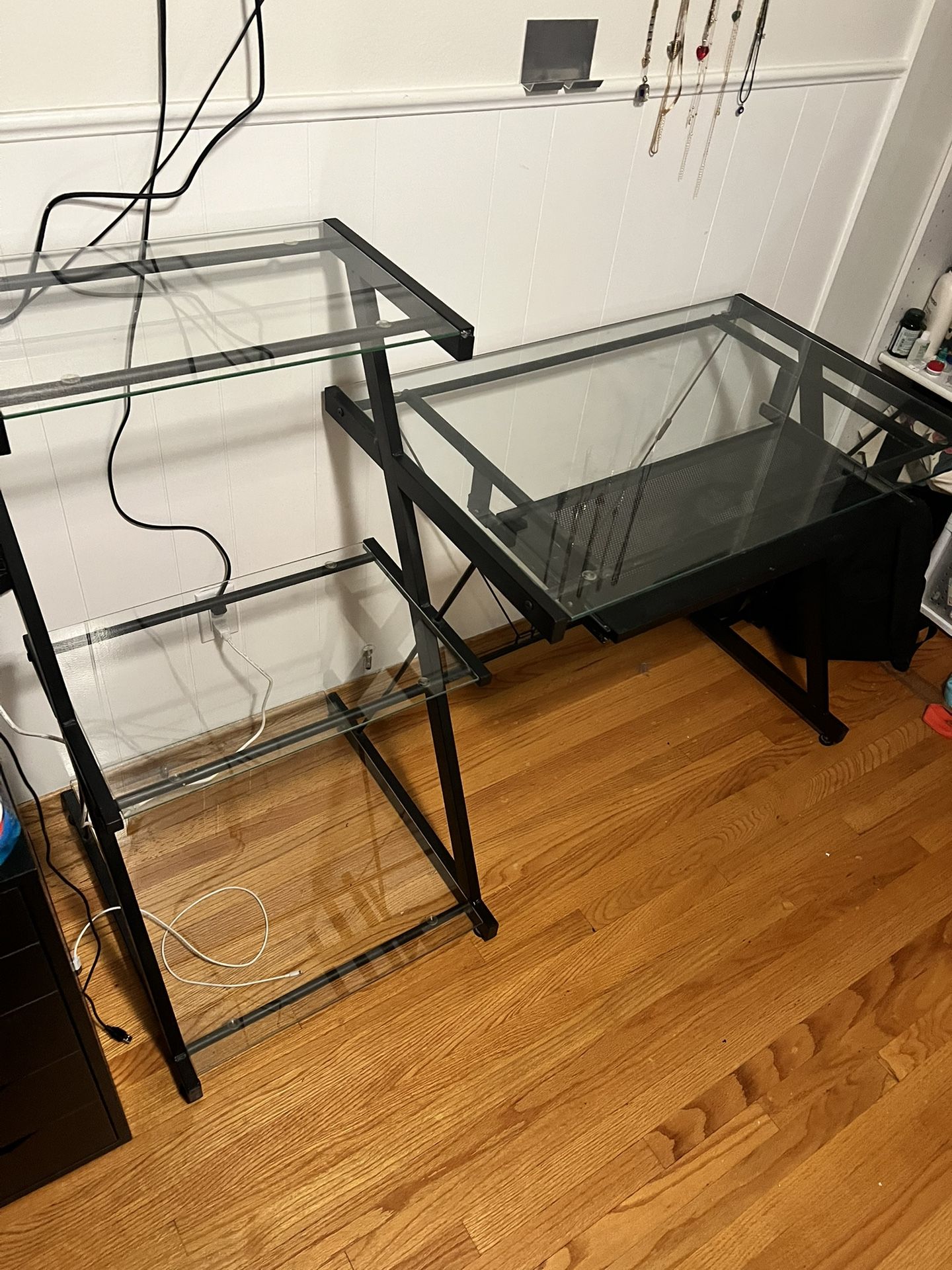 Glass Desk With Attached Shelves