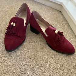 Red Oxford Shoes Low Heel