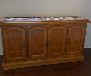 Vintage Mid-Century Wood Buffet / Credenza with Mosaic Tile Top