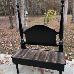 🎄 Vintage recycled farmhouse poster twin bed bench 