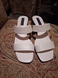 Sanctuary White Double Strap Heeled Sandals