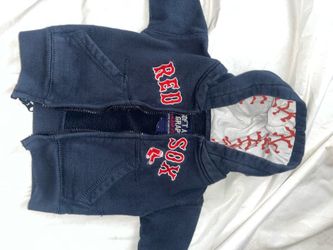 Red Sox Full Zip Navy Blue Hoodie Baseball Lined Hood Embroidered