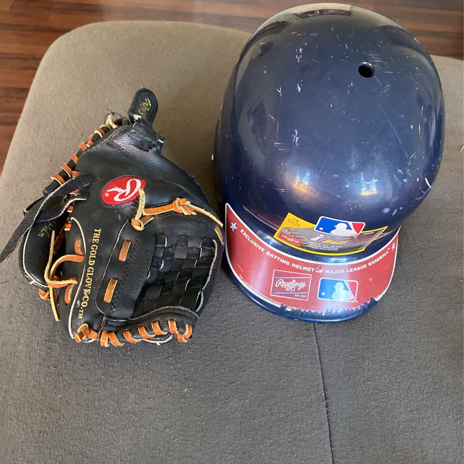 Baseball Helmet And Glove