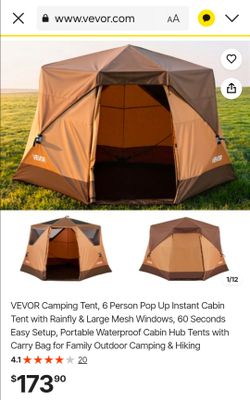 VEVOR 6-Person Pop-Up Camping Tent