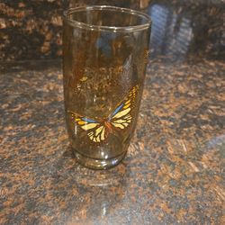Vintage Butterfly Amber Glass – Retro Cup