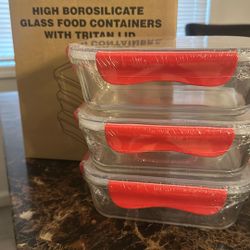 Pack Of 3 high Borosilicate Glass Food Containers 
