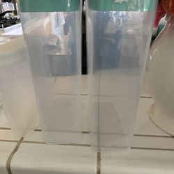 3 Containers 2 same one smaller/Kitchen organizers( green can store a bit over 16 oz/1 lb