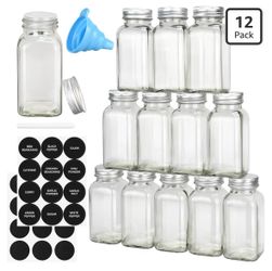 Spice Jars with Funnel/Stickers/Lids! Set of 12. Brand new!