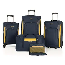 NAUTICA OPEN SEAS 5 PIECE LUGGAGE-SET, NAVY/YELLOW