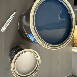 Full Cans Of Paint- Sherwin-Williams Paint In The Color Naval And The Color Lazy Gray