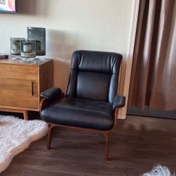 West elm Modern Black Leather Chair