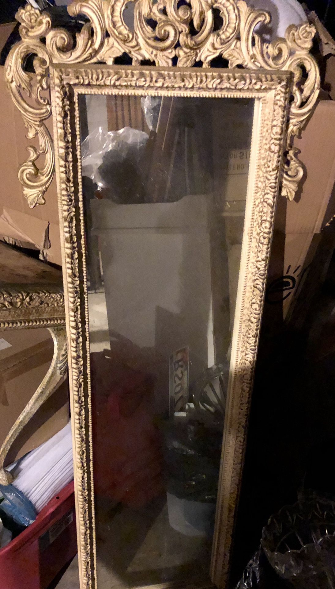 Antique mirror and stand metal