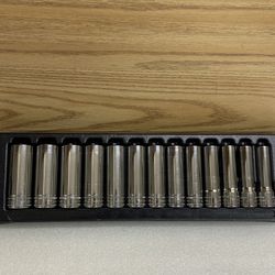 Snap On TSM 13 pc 1/2" Drive 12mm To 24mm Metric Flank Drive Deep Socket Set 6pt