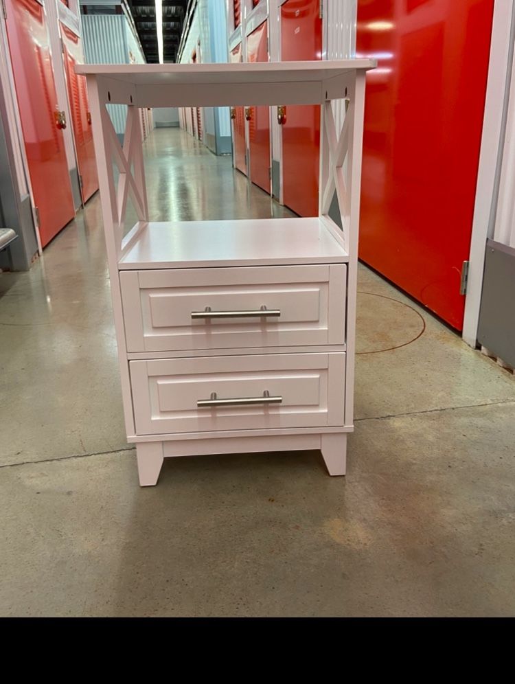 Decorative White , 1 Shelf Storage Cabinet With 2 Drawers
