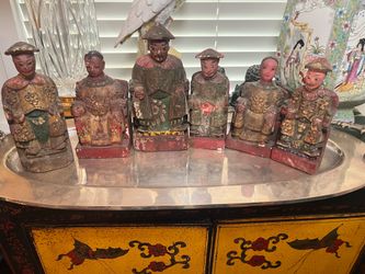 Antique Chinese polychrome carved figures