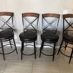 For Sale 4 Bar Stools And Center Glass Table