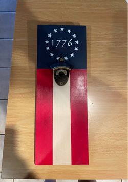 Patriotic bottle opener for wall