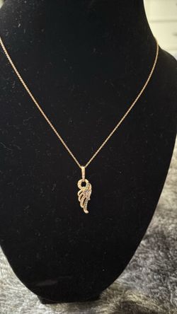 14k chocolate diamond wing necklace ajustable chain