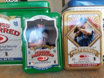 BASEBALL TINS WITH METAL BOX.