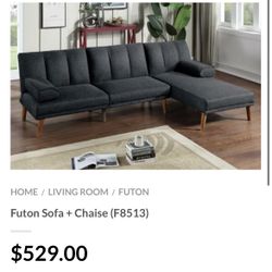 Black Futon Sofa With Chaise 