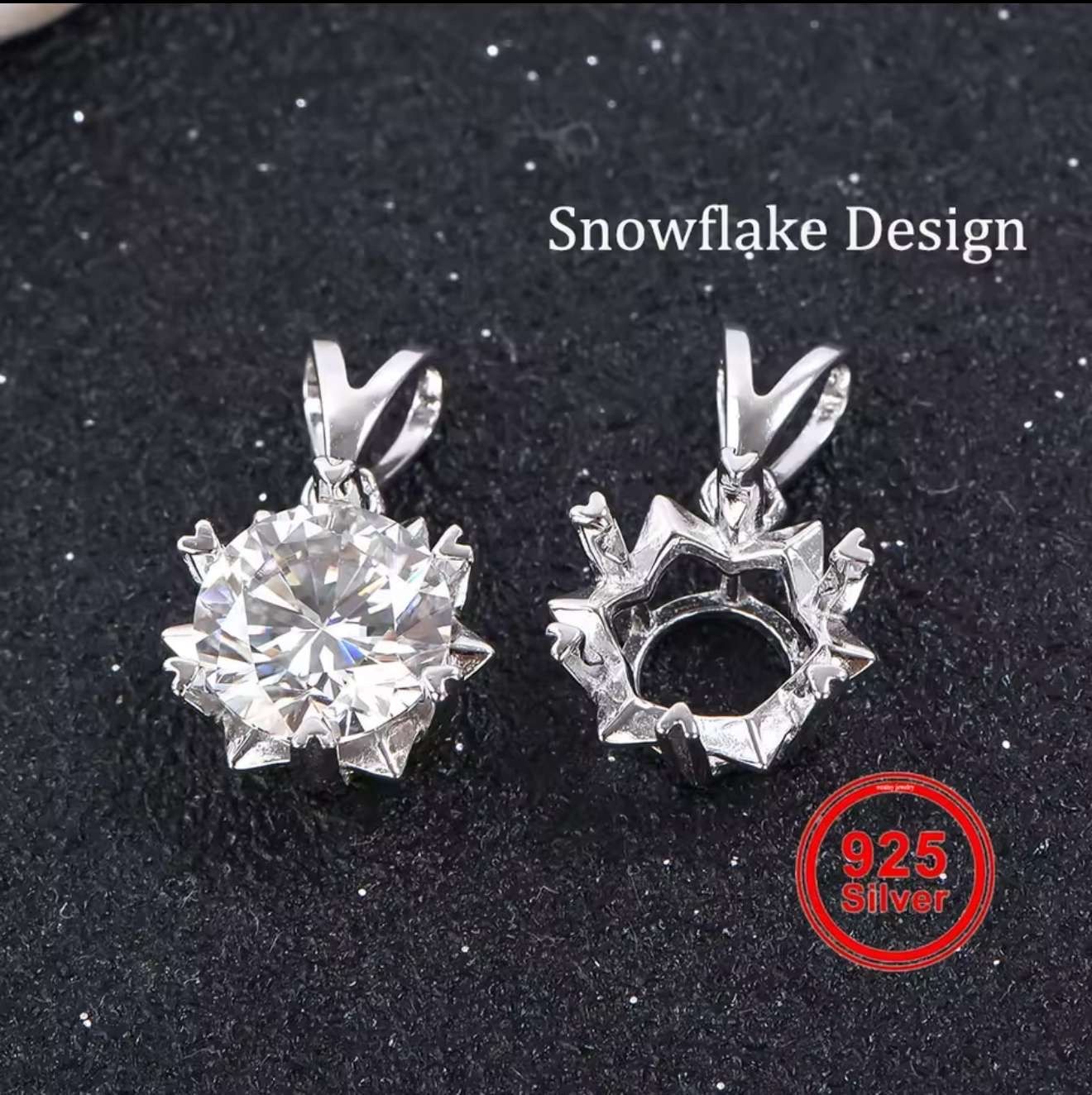 Moissanite Snowflake Design Pendant 1 Carat 925