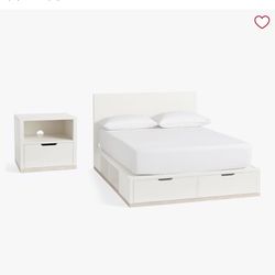 Pottery barn Queen Bed, Nightstand And Mattress 
