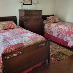 Pair Of Bed Frames w  Head/foot boards, W Box Springs, and Mattresses 