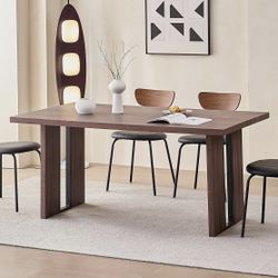 63" Large Dining Table for 4 6 People, 35.4" Widen Tabletop Farmhouse Kitchen Table Rectangle