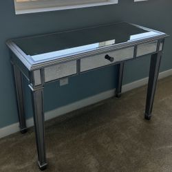 Mirrored Side Table / Vanity Silver Gray