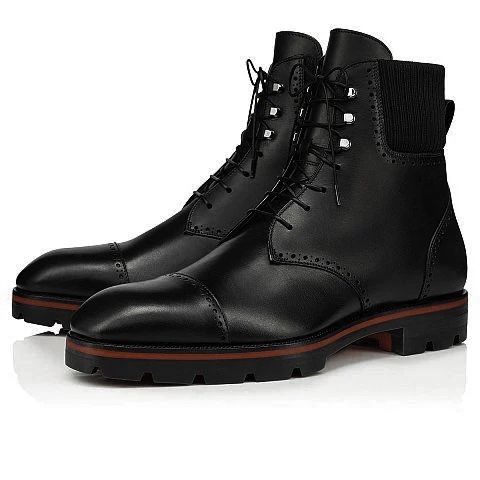 CL “Trapman” Red Bottoms Boots – Men’s 12 / EU 46.5 – Black Calf Leather