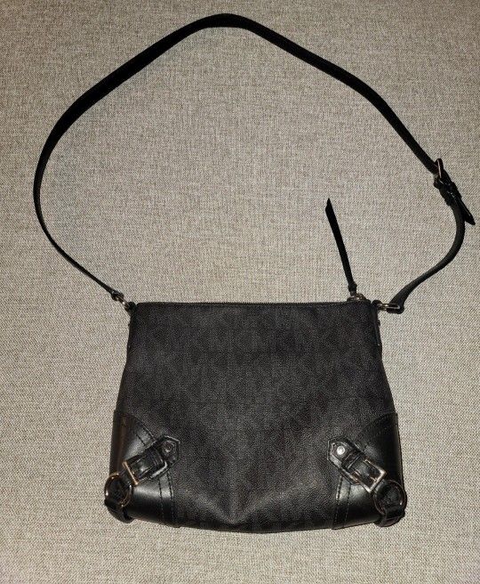 Michael Kors signature MK black Crossbody purse messenger bag